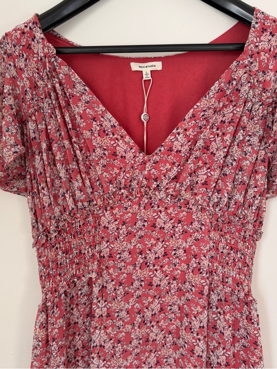 Max Studio Floral Smocked Midi Dress - Size L - Picture 2 of 12